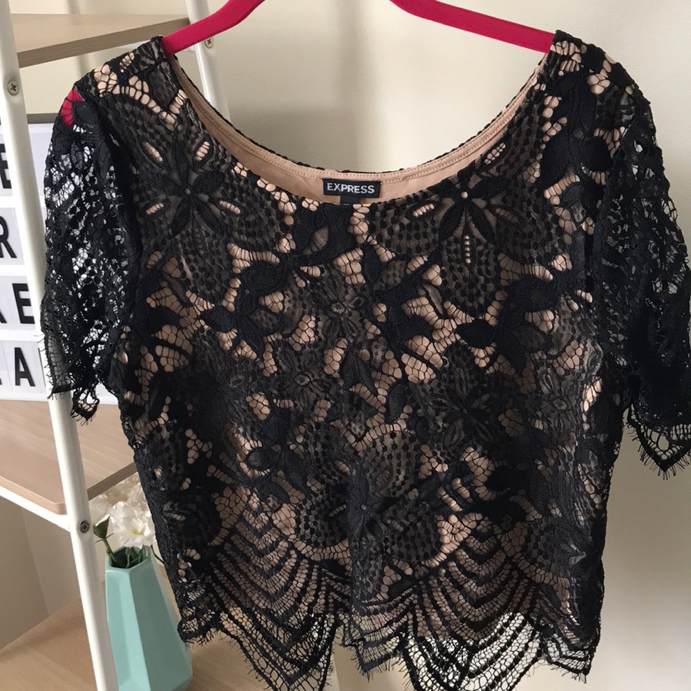 NWT Express black lace top size M - Picture 1 of 2